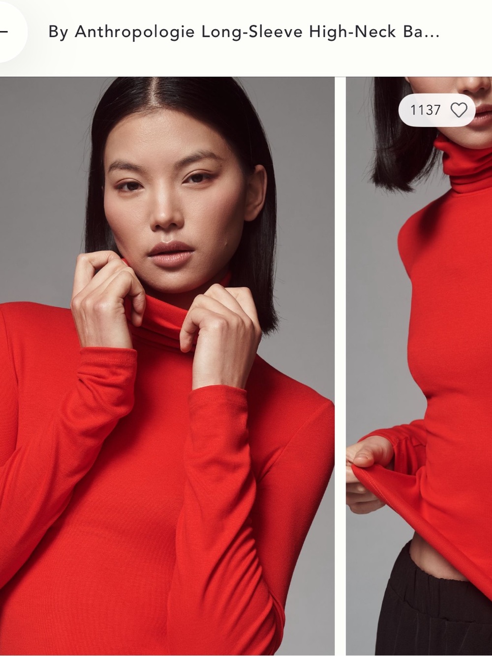 Anthropologie Red Long Sleeve Turtleneck Tee